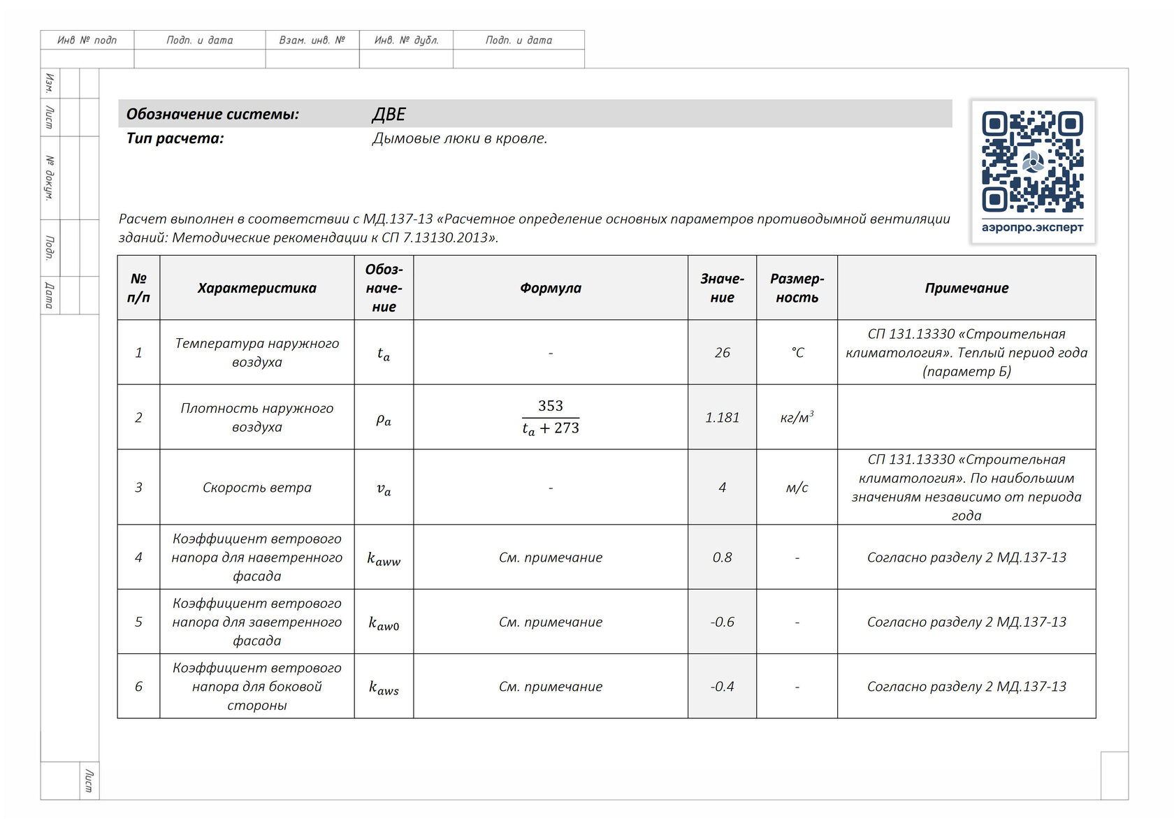 Страница 1 отчета — Удаление продуктов горения из горящего помещения